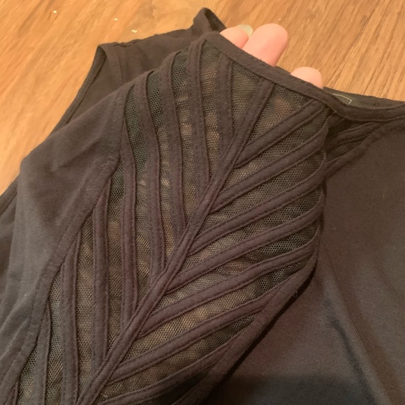 BCBGMaxAzria Black Drapey Tank with Sheer Panel - Picture 2 of 4